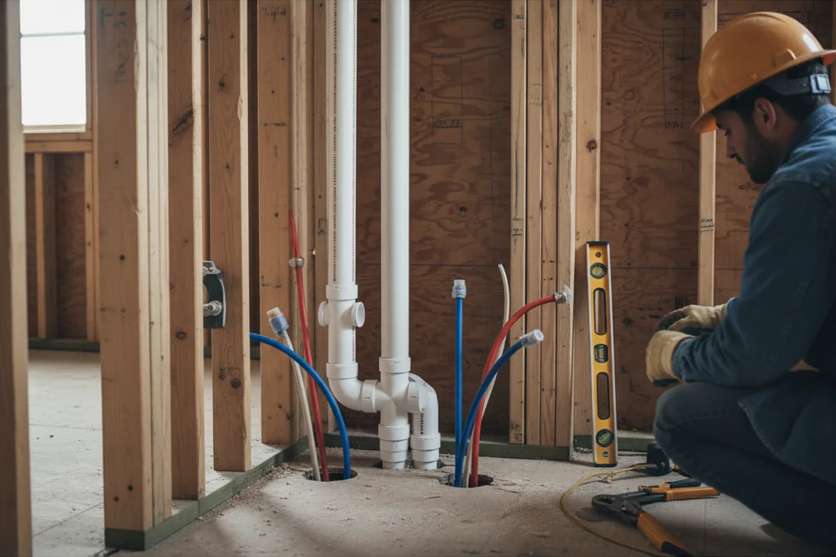 Drain and supply rough-in during Toilet Repair and Installation in Denton