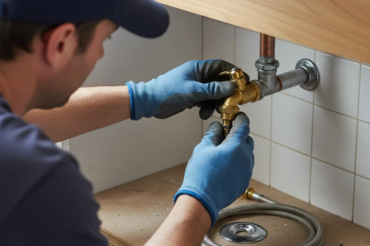 Shutoff valve and fitting work during Well Pump Repair in Denton